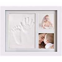 Los mejores  - Set de Marco de fotos y Huellas de bebé- personalizar de las huellas de mano y pie- perfecto bautismo baby shower regalo